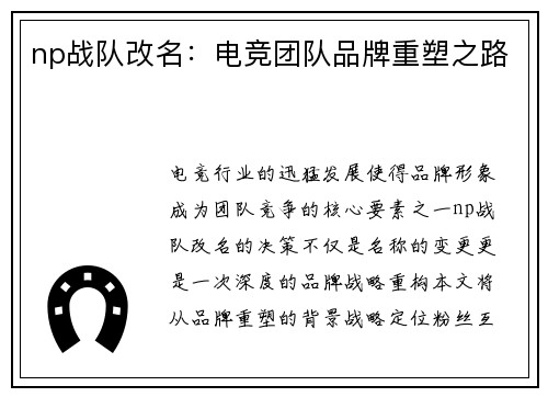 np战队改名：电竞团队品牌重塑之路